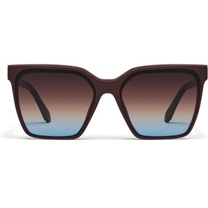 NEW! Quay LEVEL UP Chocolate Brown Blue UV Sunglasses & Case & Cloth
